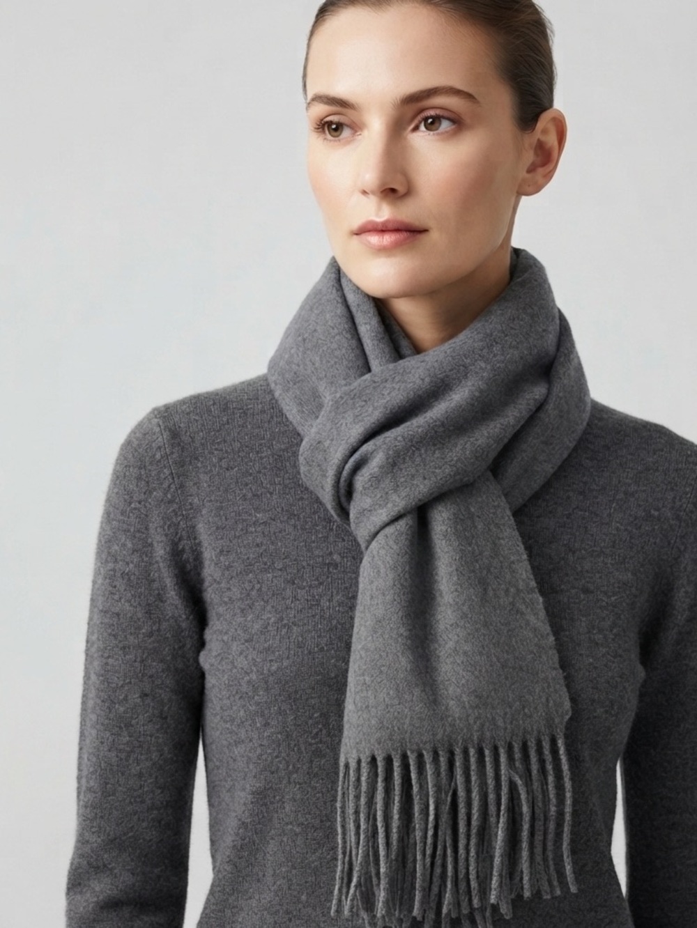 Lucky Brand Gray Soft Fringe Winter Scarf Cozy NWT